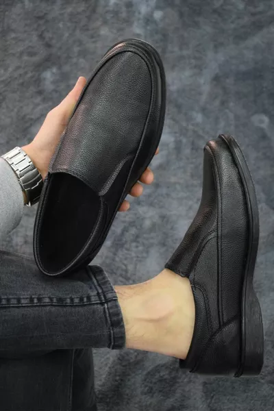 Мъжки черни обувки от изкуствена кожа Обувки за татко класически модерен дизайн