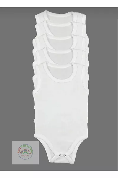 Бебешко основно памучно пенирано деколте с кръгло деколте 5 бр боди с потник 3-4-5-6 години