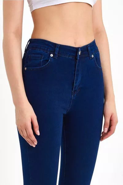 Raccolta tessuto vita alta blu skinny jeans