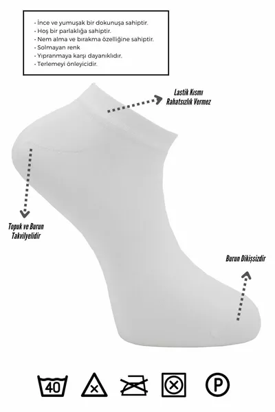 Bamboo Men's Booties White Socks Seamless 6 Pack