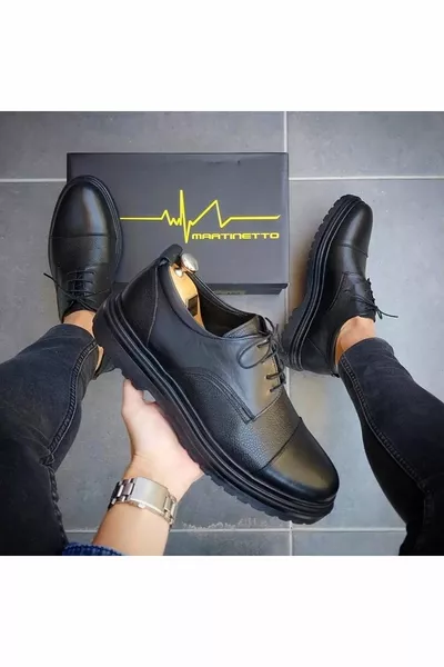 Chaussures décontractées pour hommes en cuir véritable noir