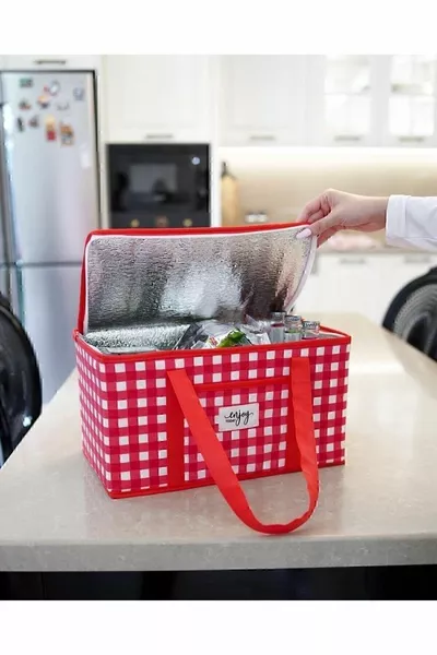 Sac de pique-de luxe Thermo Rouge à carreaux  x  x  cm
