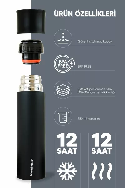 Tasse thermos en acier inoxydable double couche noir mat ml Thermos à café et à thé