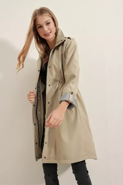  Waist Tie Trench Coat - Beige