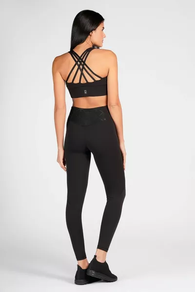 أسود عالية الخصر الجيب الخلفي التفاف طماق رياضية نسائية