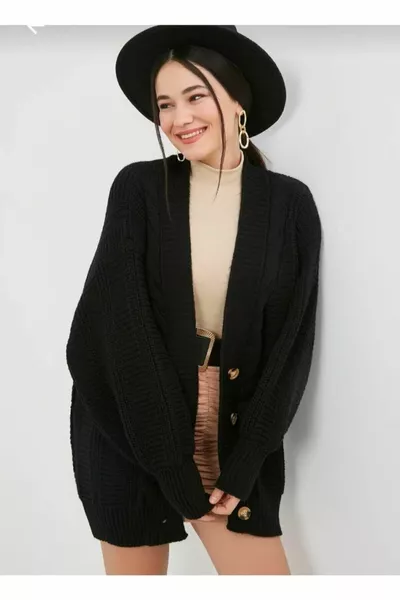 Женский трикотажный кардиган шебби -черный