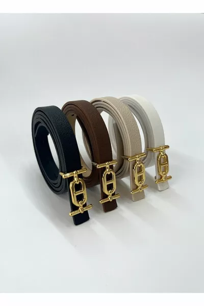 Ceinture fine avec boucle dorée 4 pièces, ceinture de pantalon, ceinture de chemise, ceinture de veste