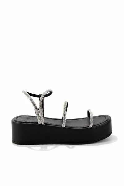 Black Lame Stone sandalen voor dames 