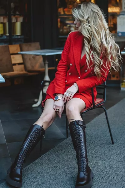 Floorin بني غامق مربوط نعل سميك أحذية نسائية