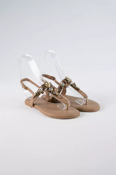 Lavion Genuine Leather Nude Yellow Stone Sandals
