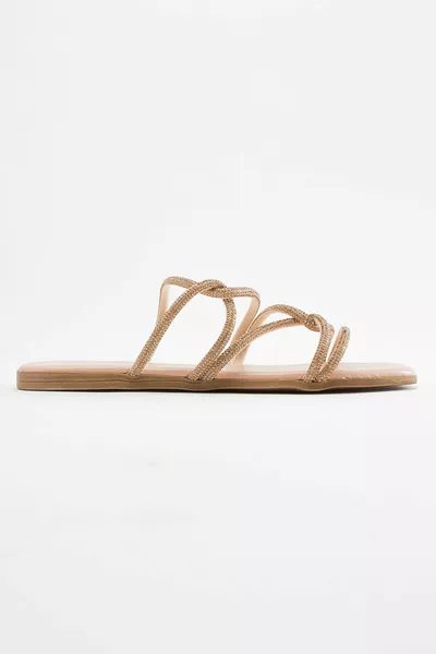 Sreta لامعة ستون منخفضة النعل الصيف المرأة الصنادل روز