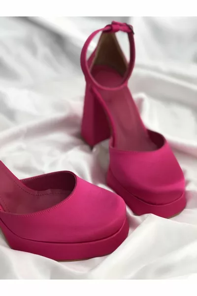 JENNA STILE PLATFORM IN RASO FUCSIA CON TACCHI GROSSI