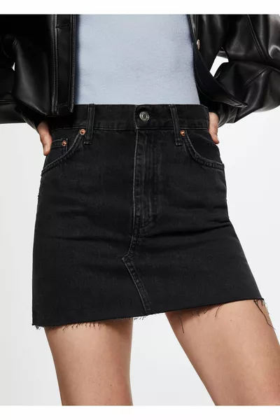 Seamless Rim Denim Mini Skirt