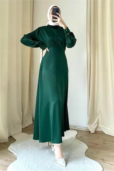 المرأة الأخضر (الزمرد) بات الأكمام مساء اللباس T 