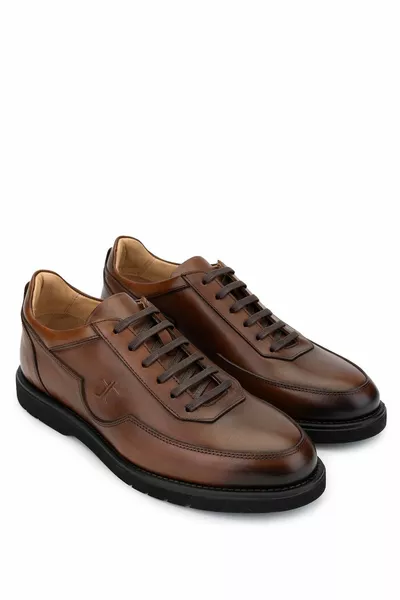 الرجال جلد طبيعي تان العتيقة أحذية عارضة