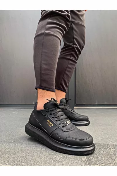 Casual schoenen met hoge zool zwart (zwarte zool)