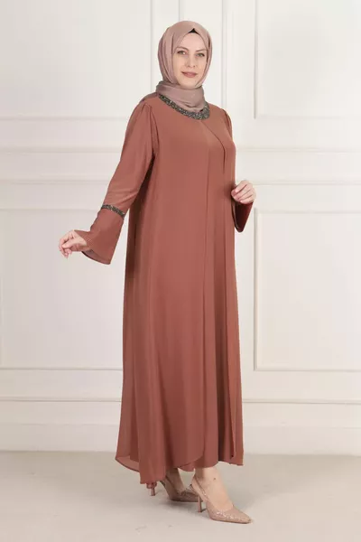 بالإضافة إلى حجم الحجاب الشيفون المغلفة ساندي مساء اللباس  النحاس