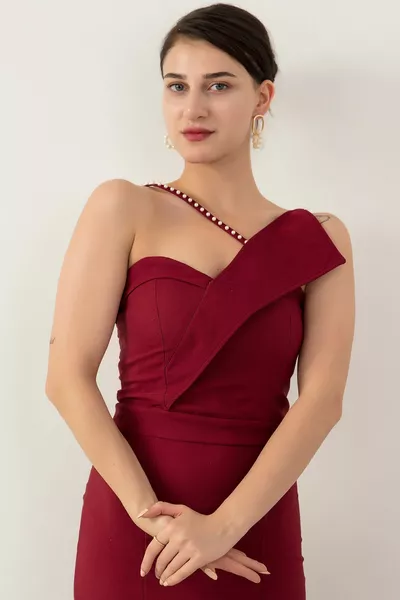 شق اللؤلؤ مفصلة طويلة حورية البحر مساء اللباس 