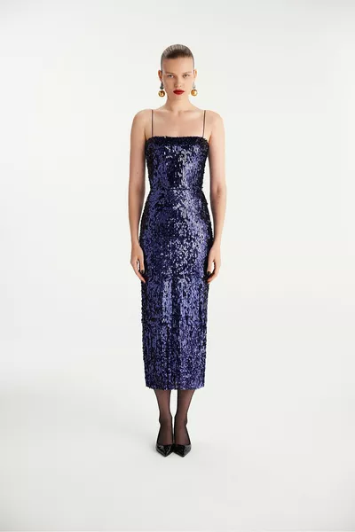 Navy Blue Sequin Dress