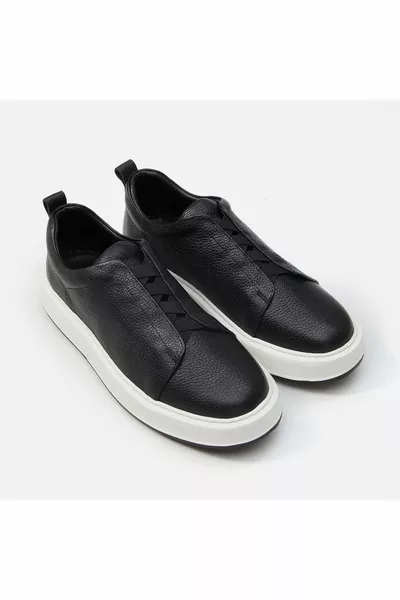 Scarpe casual da uomo nere in vera pelle