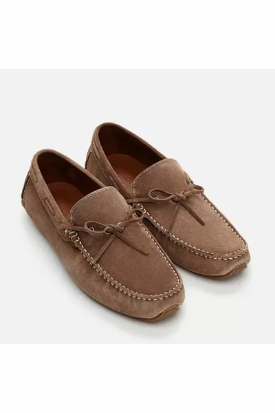 Mocassins pour homme en cuir véritable beige