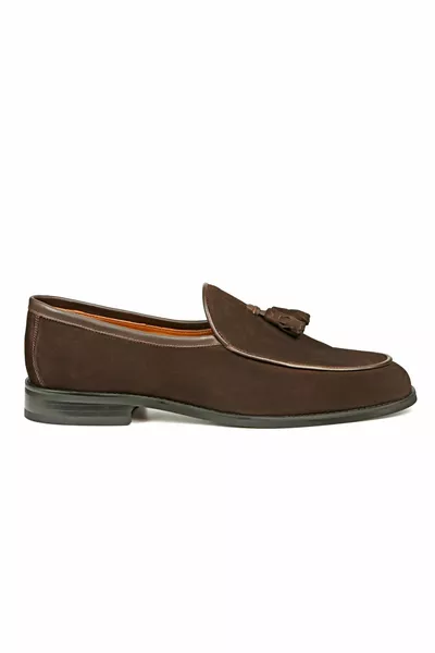 Giovanni Echtleder Handgemachter Kaffee Wildleder Loafer Loafer aus Leder