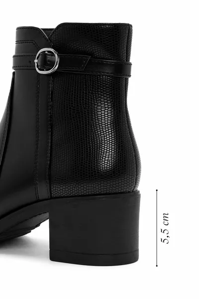 Stivali con tacchi grossi con cerniera nera da donna 