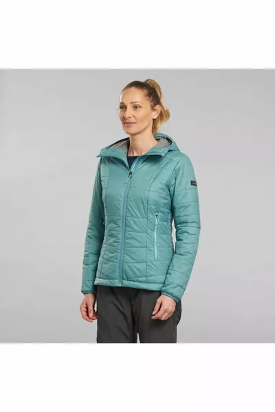 Dames Outdoor Trekking Gewatteerde Jas met Capuchon - Turkoois - °C
