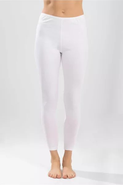 Damen Baumwoll-Langstrumpfhose aus dickem Jersey, Weiß