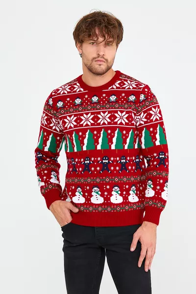 سويتر عيد الميلاد الأحمر والأخضر للرجال