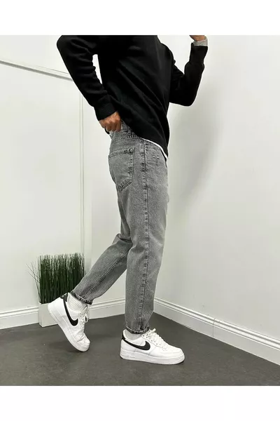 Men's Anthracite Boyfriend Jeans Relaxed Fit Pants