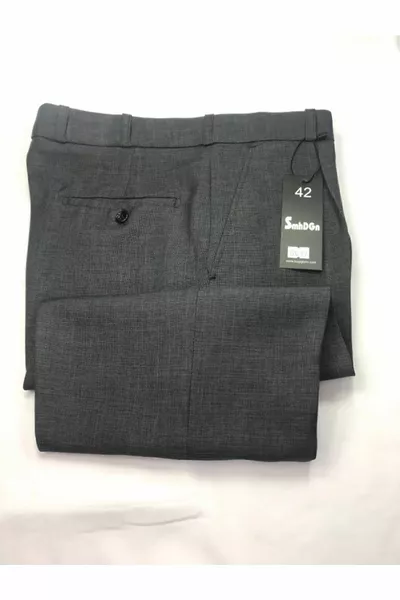 Men's Fabric Pants Gray Pleated Wide Fit High Waist Classic Dad Pants Seasonal Thick