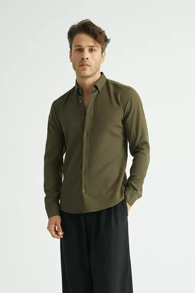 Flex Slim Fit Yumuşak Kolay Ütü Nefes Alan Erkek Gömlek