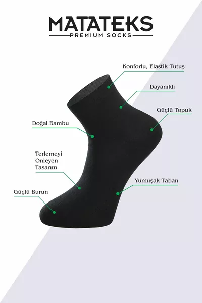 Bamboe Heren Halve Kuit Effen Zwarte Sokken  Draad Naadloos Premium Set van 6