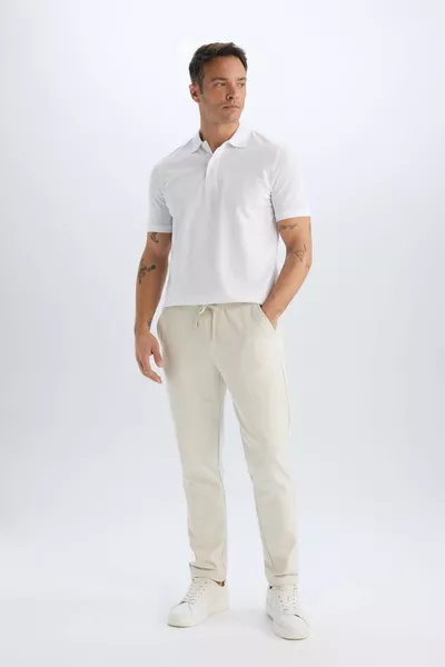 Jogger Pants Elastic Basic Plain Drawstring Waist Pocket Straight Leg sp