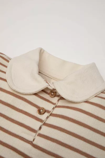 Baby Girl Striped Sweatshirt with Soft Furry Inner Collar NS