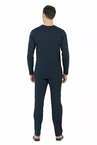 Ds Damat Regular Fit Cotton Pajama Set K.NAVY BLUE