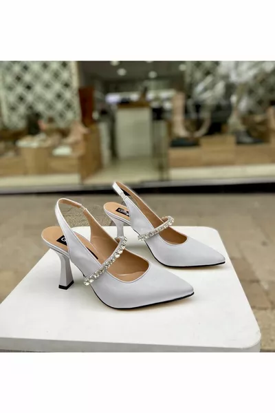 Сребърен сатен 9 см токчета