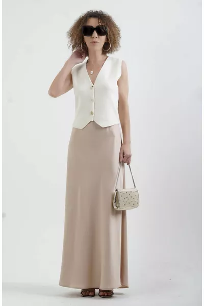 Beige Tok Satin Maxi Boy Skirt