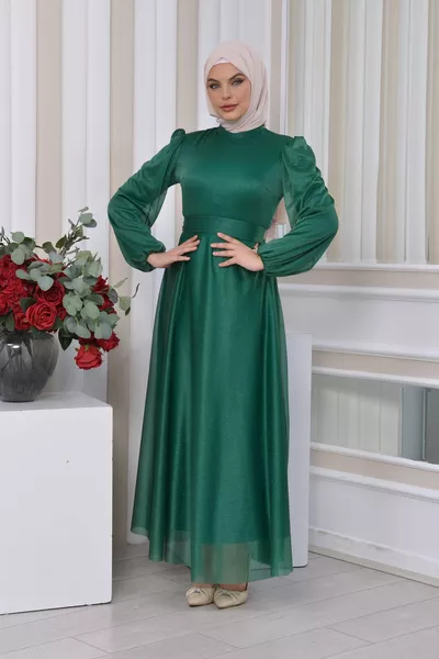 بريق تول الحجاب فساتين السهرة