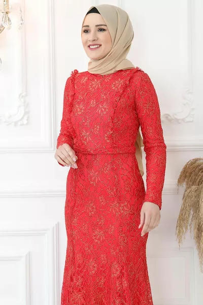 Belinay فستان سهرة أحمر