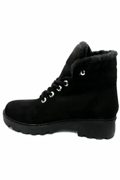  Stivali postali stringati da donna in nabuk nero