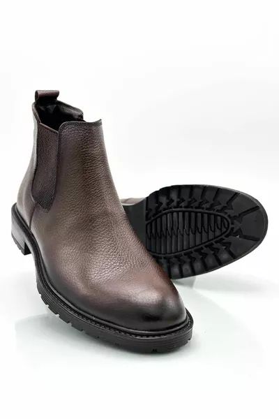 نعل جلدي طبيعي غير قابل للانزلاق مع وسادة دوبلكس جلد مرن أحذية رجالية حقنة براون