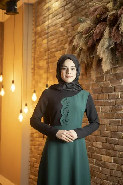 الأزهار طباعة الزمرد الحجاب مساء اللباس