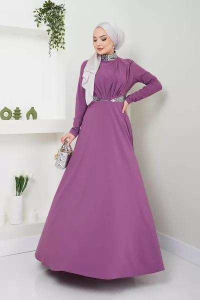 الترتر مفصلة مطوي مساء اللباس  أرجواني