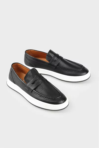 Mocassins Homme en Cuir Noir