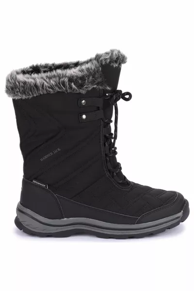  المرأة السوداء أحذية الثلج المياه والدليل على الفراء للماء طويل