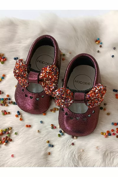 Alice Glitter бордовые детские лоферы из натуральной кожи