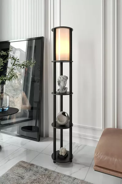 НОВА СТОЙКА ЗА ЛАМПА С ЧЕРНИ РАФТОВЕ