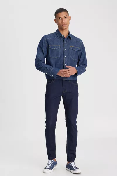 بنطال جينز رجالي بقصة ضيقة وخصر عادي  بنطال جينز مالون